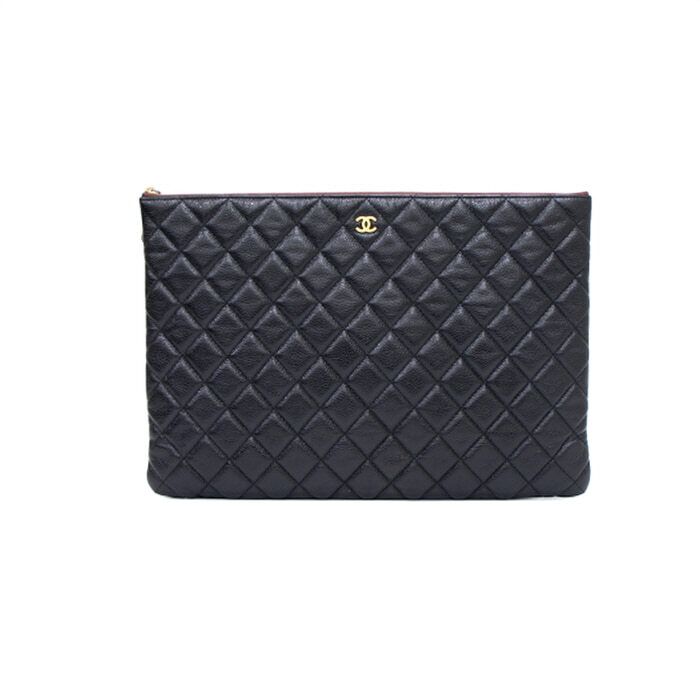 CHANEL Black Gold CC Classic Large Clutch A82552 84153901 | eBay