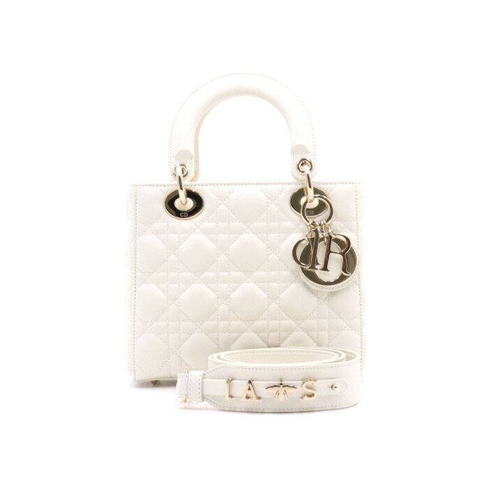 중고 M0538OCAL LADY DIOR 화이트 까나쥬 레이디디올 MY ABCDIOR 금장 토트백 겸 숄더백 aa31168