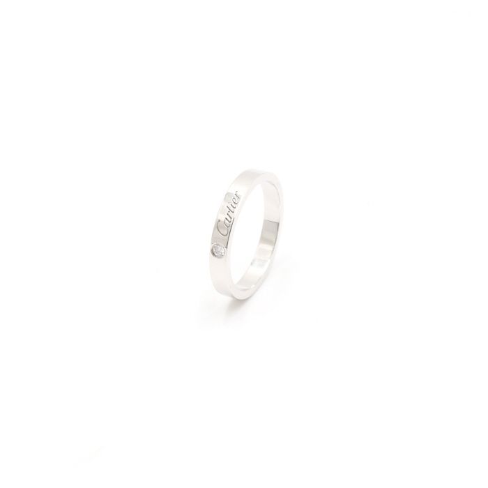 중고 B40513 C 드 까르띠에 3mm 1P다이아 플래티늄 웨딩 밴드링 반지17호 aa40277