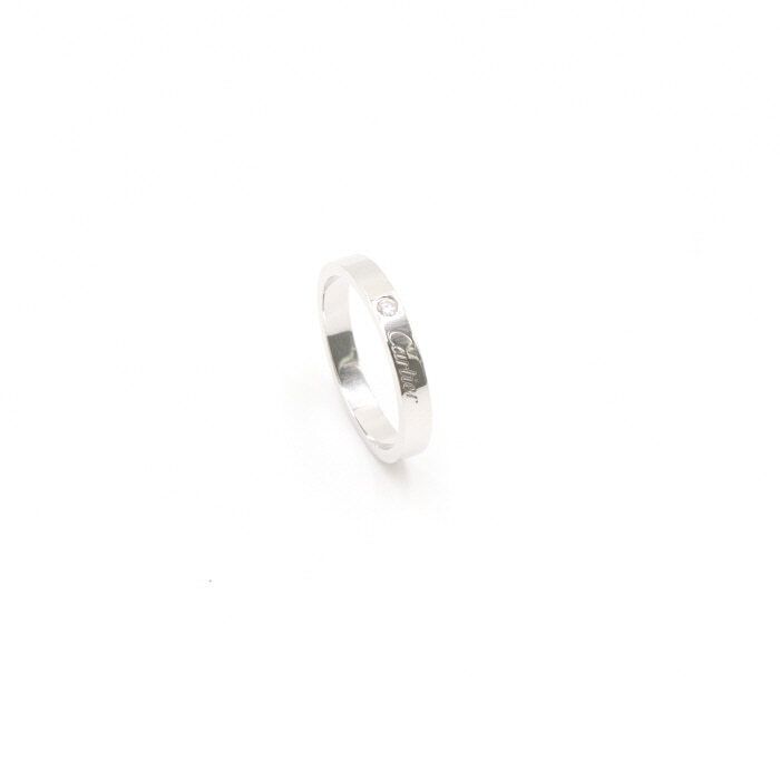 중고 B40513 C 드 까르띠에 3mm 1P다이아 플래티늄 웨딩 밴드링 반지17호 aa40277