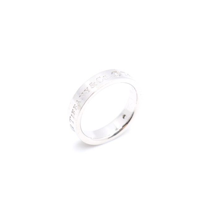 중고 18K화이트골드 브릴리언트 3P다이아 TCO 4mm 밴드링 반지7호 aa36805