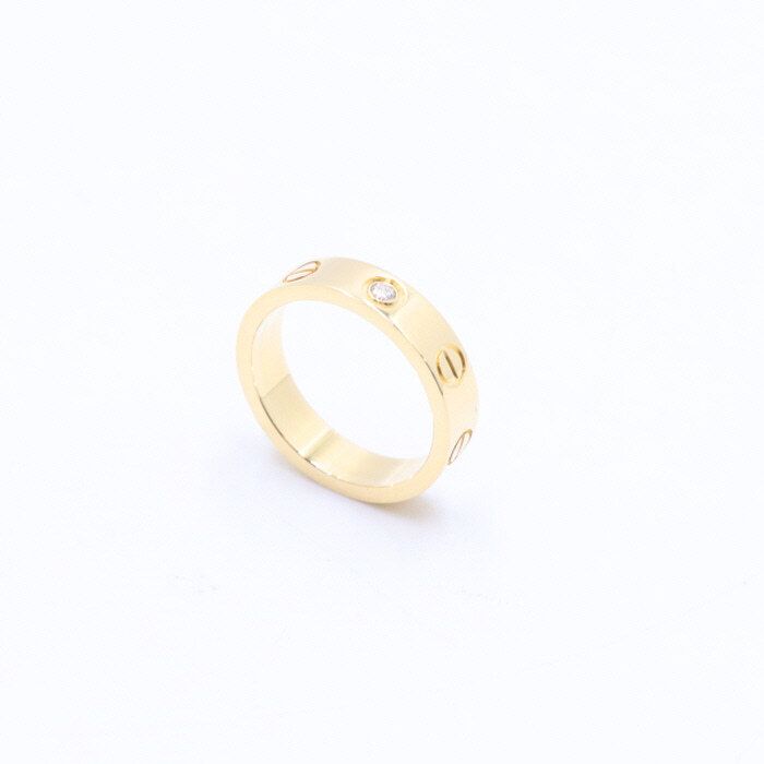 중고 B40561 18K옐로우골드 1P다이아 러브링 반지6호 aa24464