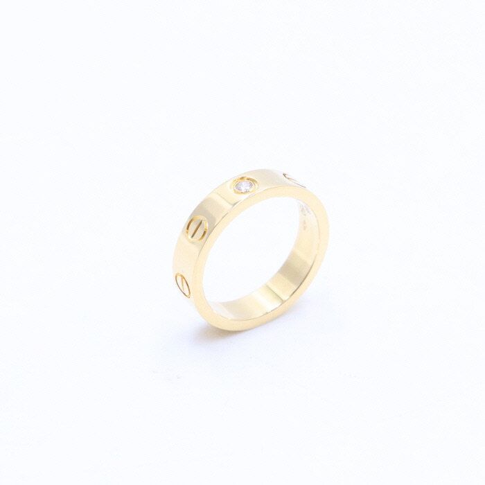 중고 B40561 18K옐로우골드 1P다이아 러브링 반지6호 aa24464
