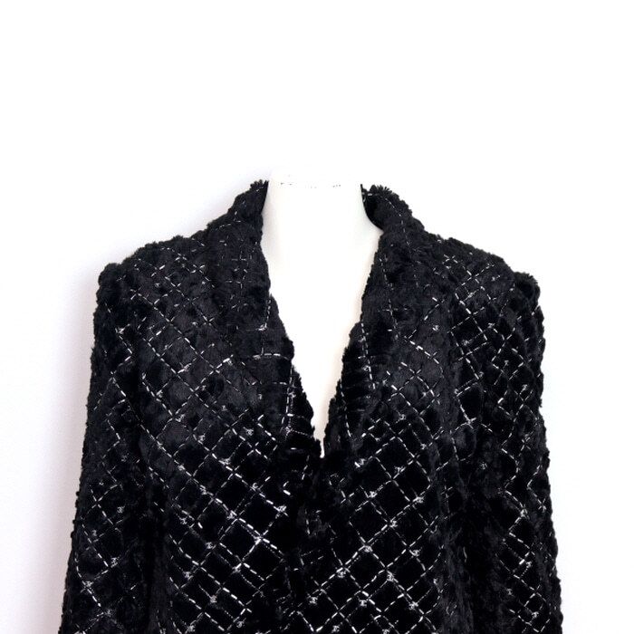 CHANEL Black Silk Quilted CC Logo Women's Jacket P73313 2223