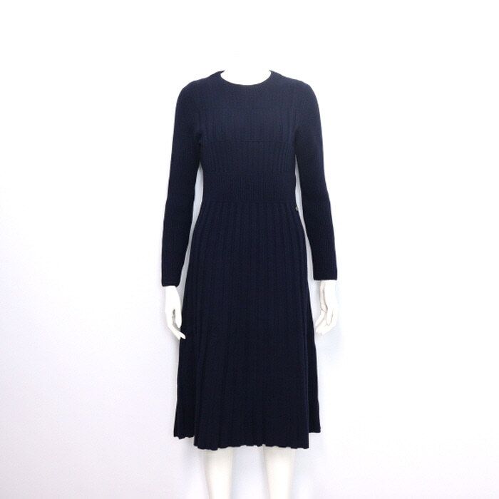 중고 P59747 18시즌 네이비 울 혼방 CC로고버튼 여성 니트 드레스 원피스 aa32183