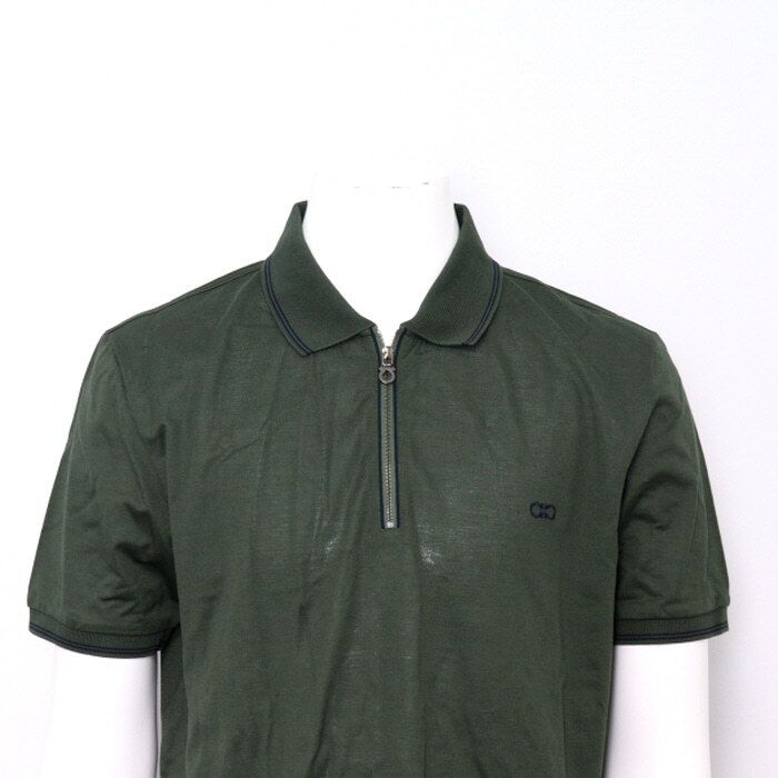 有名な高級ブランド Logo Gancini Ferragamo Salvatore Khaki Shirt Polo Men's サーフィン・ボディボード
