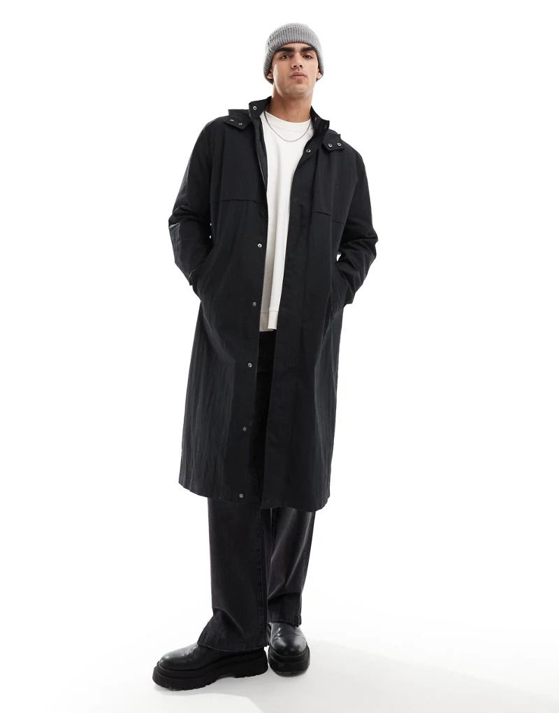 트렌치코트 블랙 후드 Trenchcoat in Schwarz mit Kapuze 206334464SCHWARZ