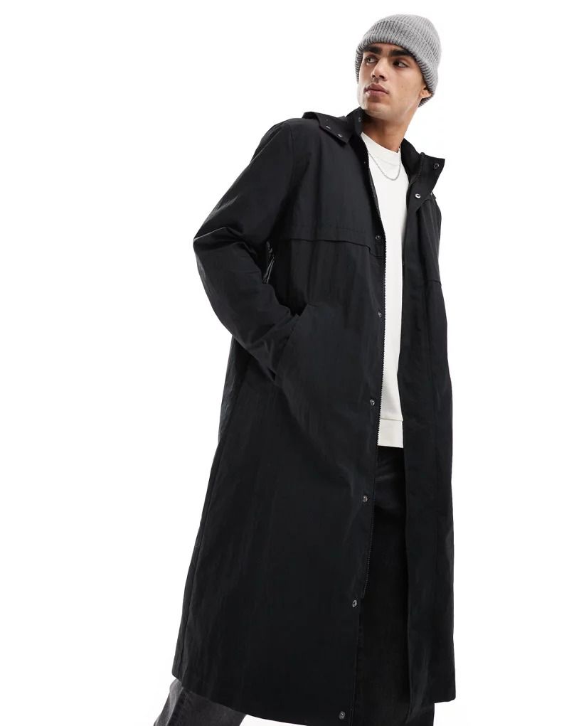 트렌치코트 블랙 후드 Trenchcoat in Schwarz mit Kapuze 206334464SCHWARZ