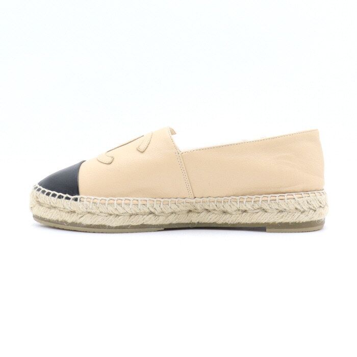 CHANEL Beige Black Two-Tone Espadrille Women's Sneakers