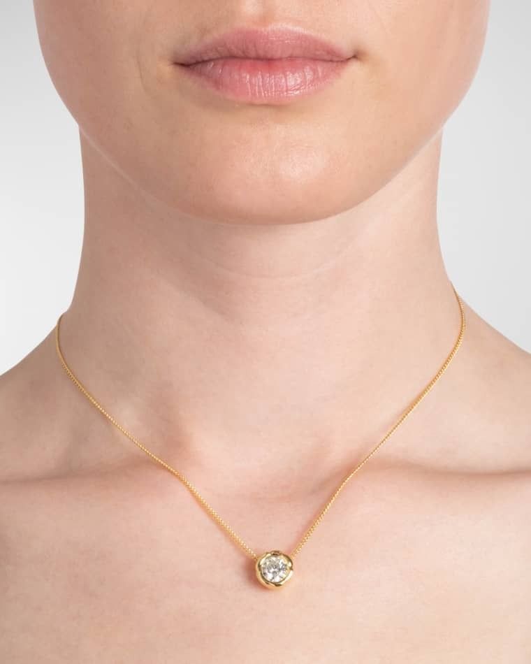 골드 큐빅 지르코니아 목걸이 Asterales Gold Molten Cubic Zirconia Solitaire Necklace prod274820016GOLD