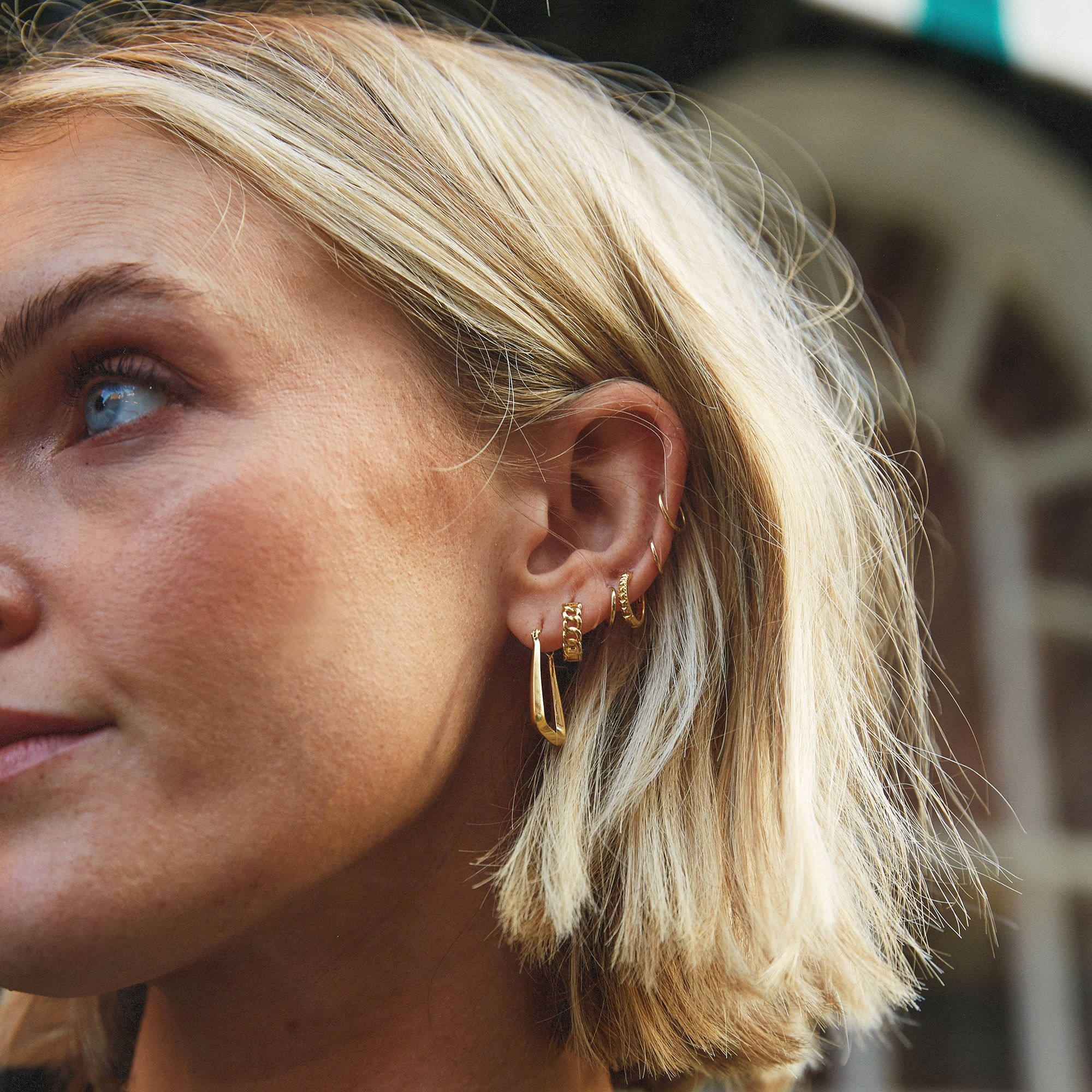 데이지 런던 x 귀걸이 Daisy London X Polly Sayer Creole Gold-Plated Earrings 15381092