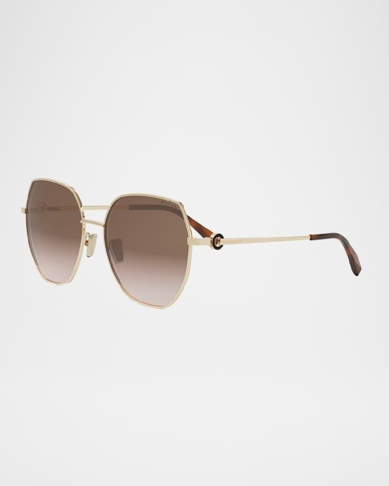 라운드 메탈 나일론 선글라스 Round Metal & Nylon Sunglasses prod274920053GOLDOTHER GRADIENT BROWN