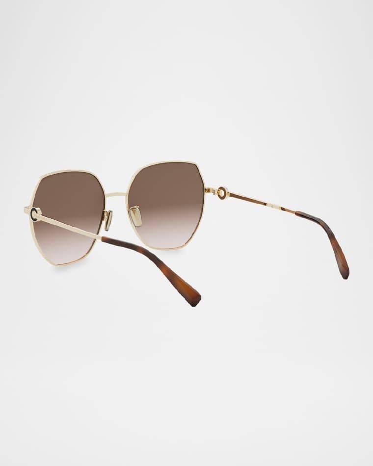 라운드 메탈 나일론 선글라스 Round Metal & Nylon Sunglasses prod274920053GOLDOTHER GRADIENT BROWN