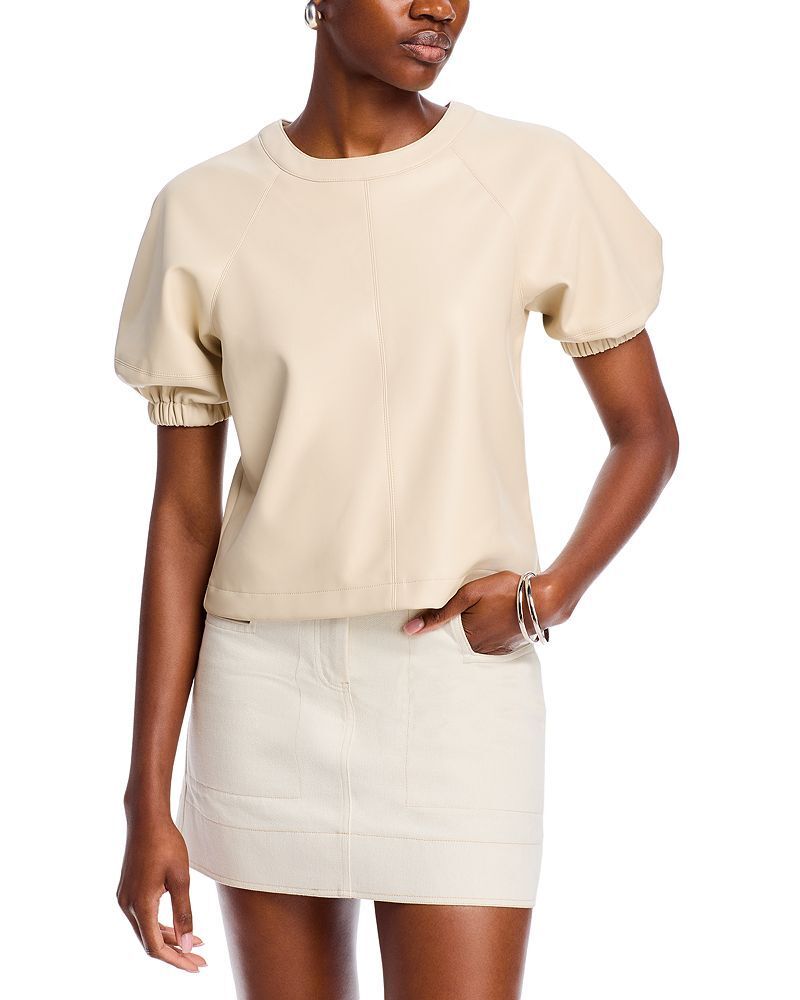 포우 가죽 퍼프 슬리브 탑 Reilly Faux Leather Puff Sleeve Top 5207728