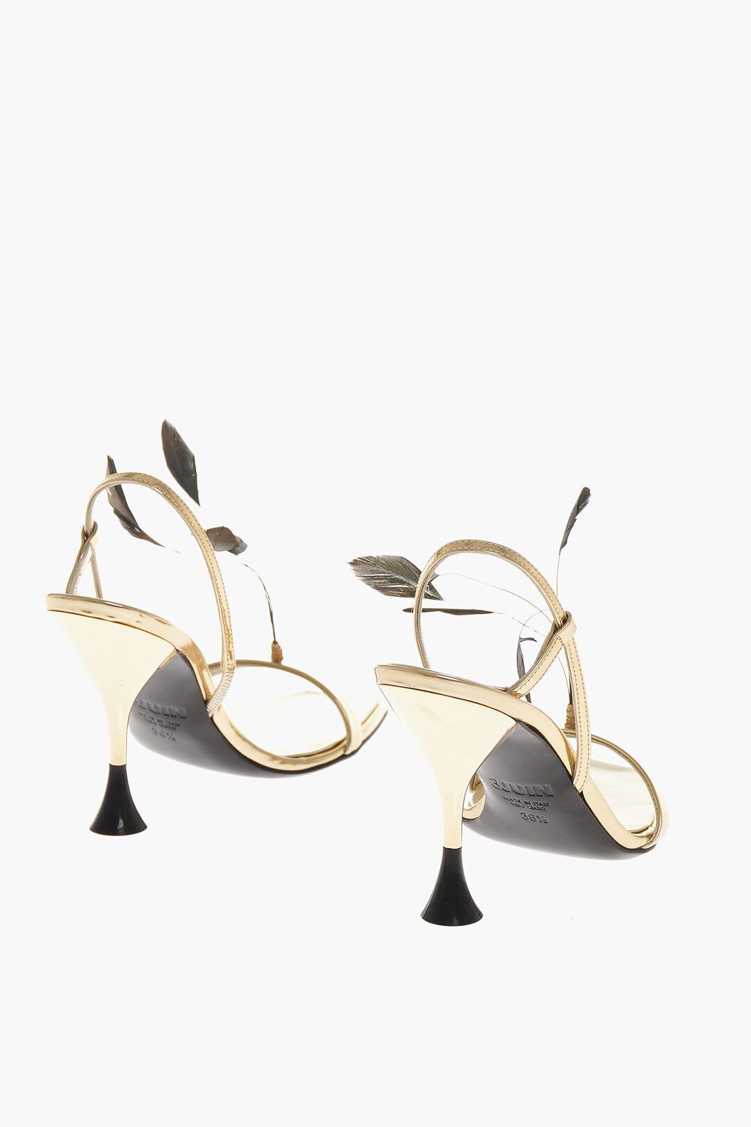 라미네이티드 가죽 베가스 샌들 디테일 Laminated Leather KIMI VEGAS Sandals with Feathers Details 10cm 604352