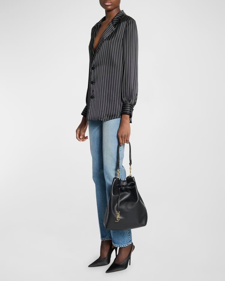 파리 숄더 가방 램스킨 가죽 Paris VII YSL Pochon Shoulder Bag in Lambskin Leather prod274420102NERO