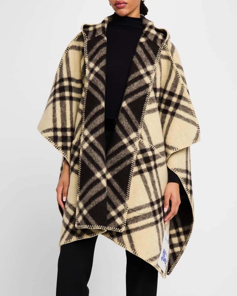 버버리(Burberry) | 리버시블 체크 후드 케이프 Catherine Reversible Check Hooded Cape prod275610072CANDLE | 트렌비