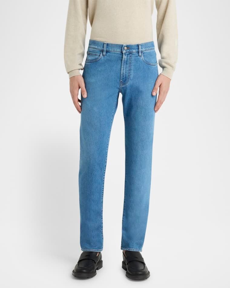 남성 슬림 데님 바지 Men's Quarona Kurashiki Slim Denim Trousers prod274260422LIGHT CREEK