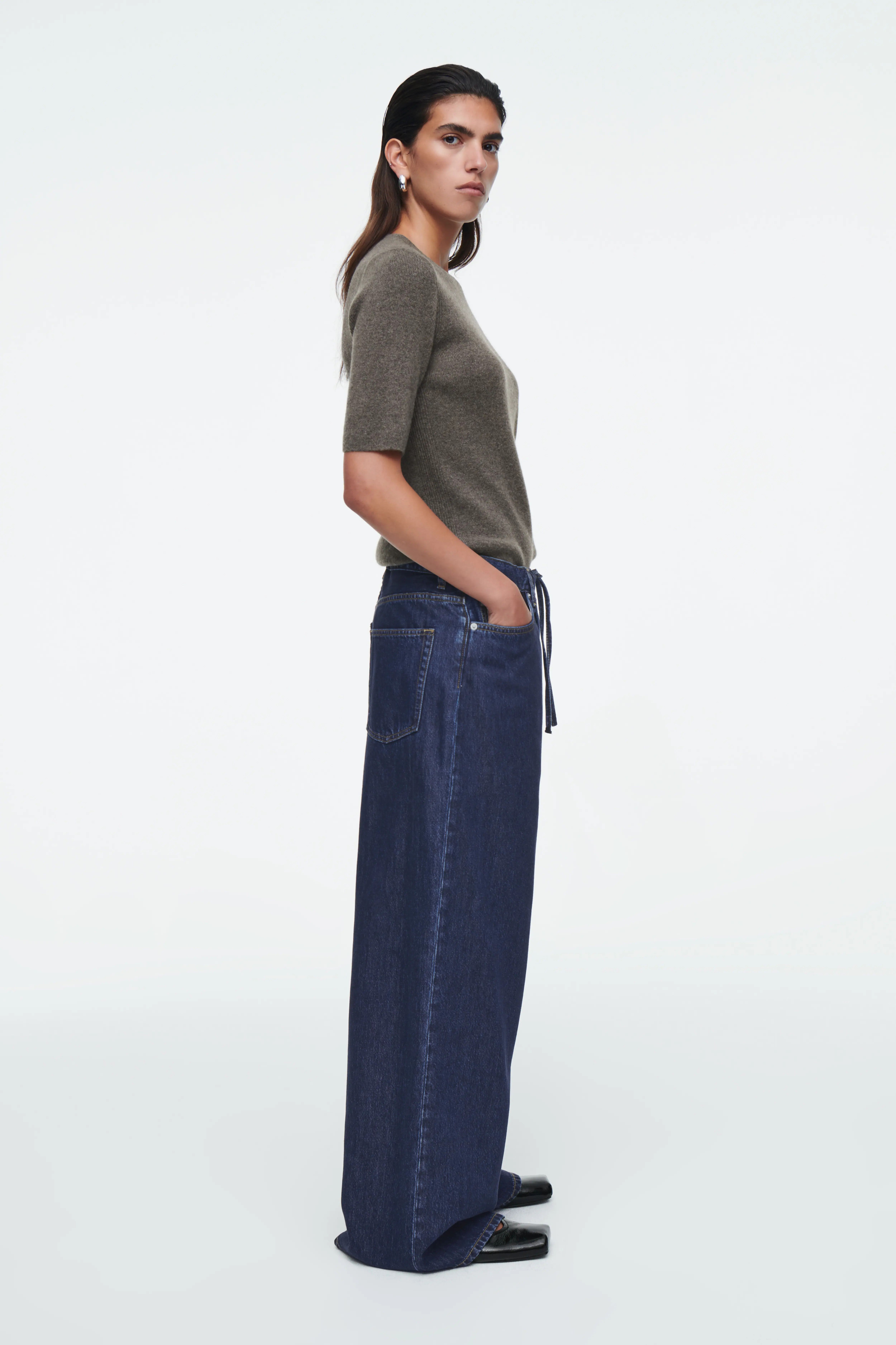 드로우스트링 데님 바지 WIDE-LEG DRAWSTRING DENIM TROUSERS 1187053007