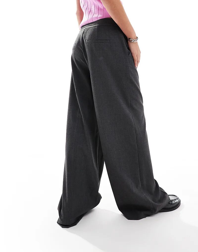 바지 다크그레이 Weit geschnittene Hose in meliertem Dunkelgrau mit mittelhohem Bund 206512197Dunkelgrau meliert