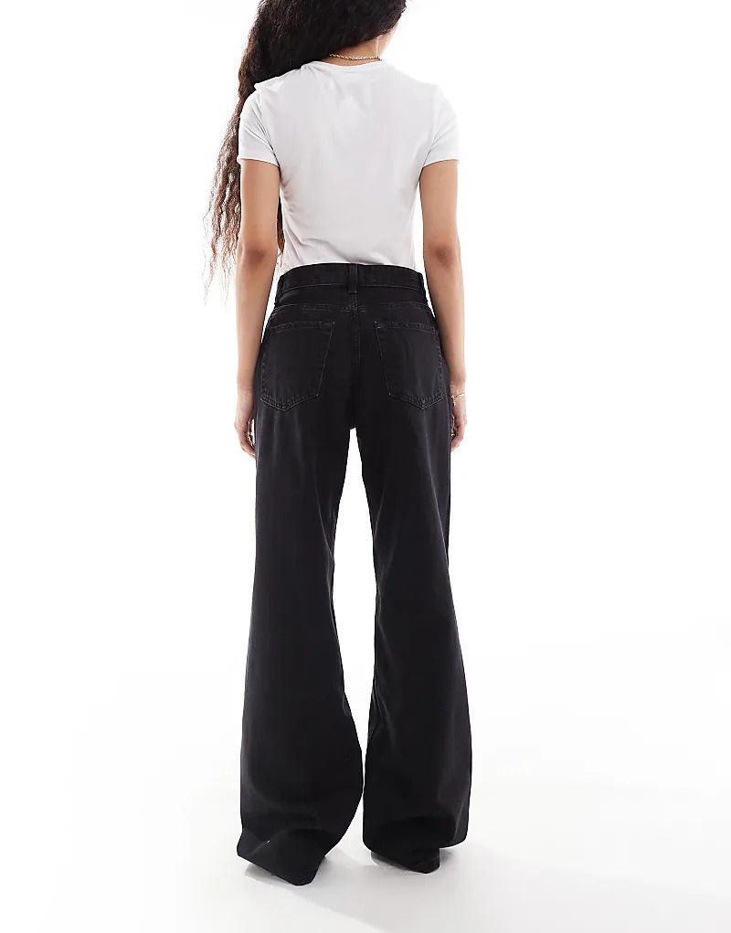 쁘띠 블랙 & Petite   90er-Jeans in Schwarz mit hohem Bund und weitem Schnitt 207166035SCHWARZ