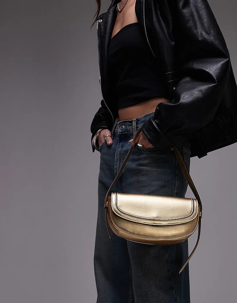 숄더백 골드 Stefan   Halbmondformige Schultertasche in Gold 206791927GOLD