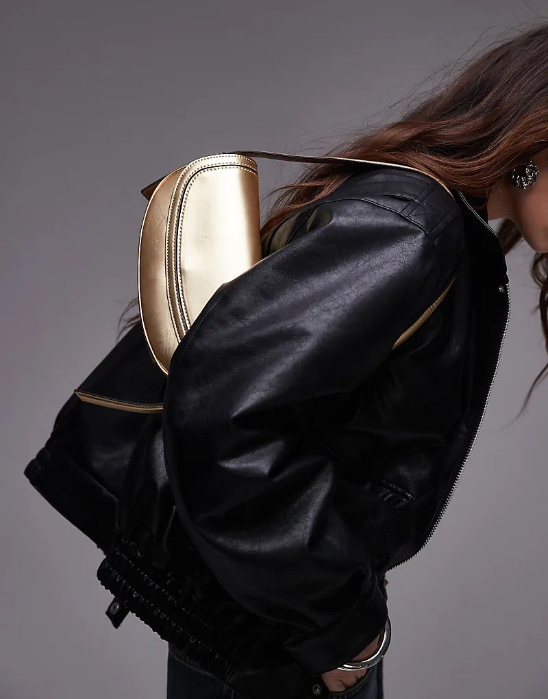 숄더백 골드 Stefan   Halbmondformige Schultertasche in Gold 206791927GOLD