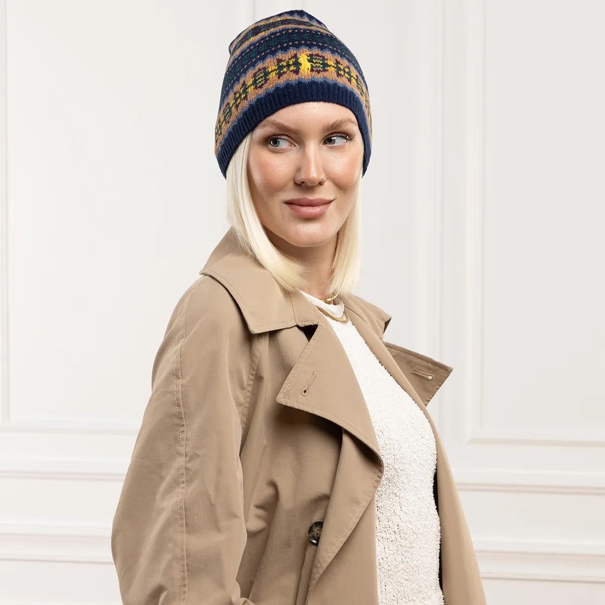 폴로 랄프 로렌 모자 네이비 멀티 Polo Ralph Lauren Fairisle Hat Navy Multi                        Wollmutze A0338684