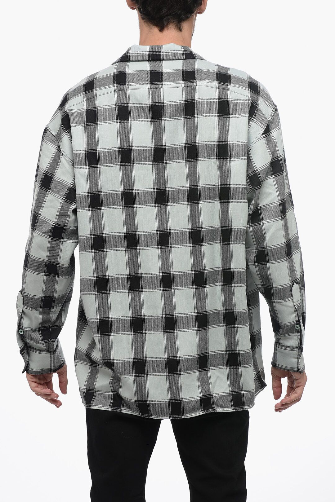 버진 울 볼링 셔츠 타탄 체크 패턴 Virgin Wool Bowling Shirt with Tartan Pattern 610064