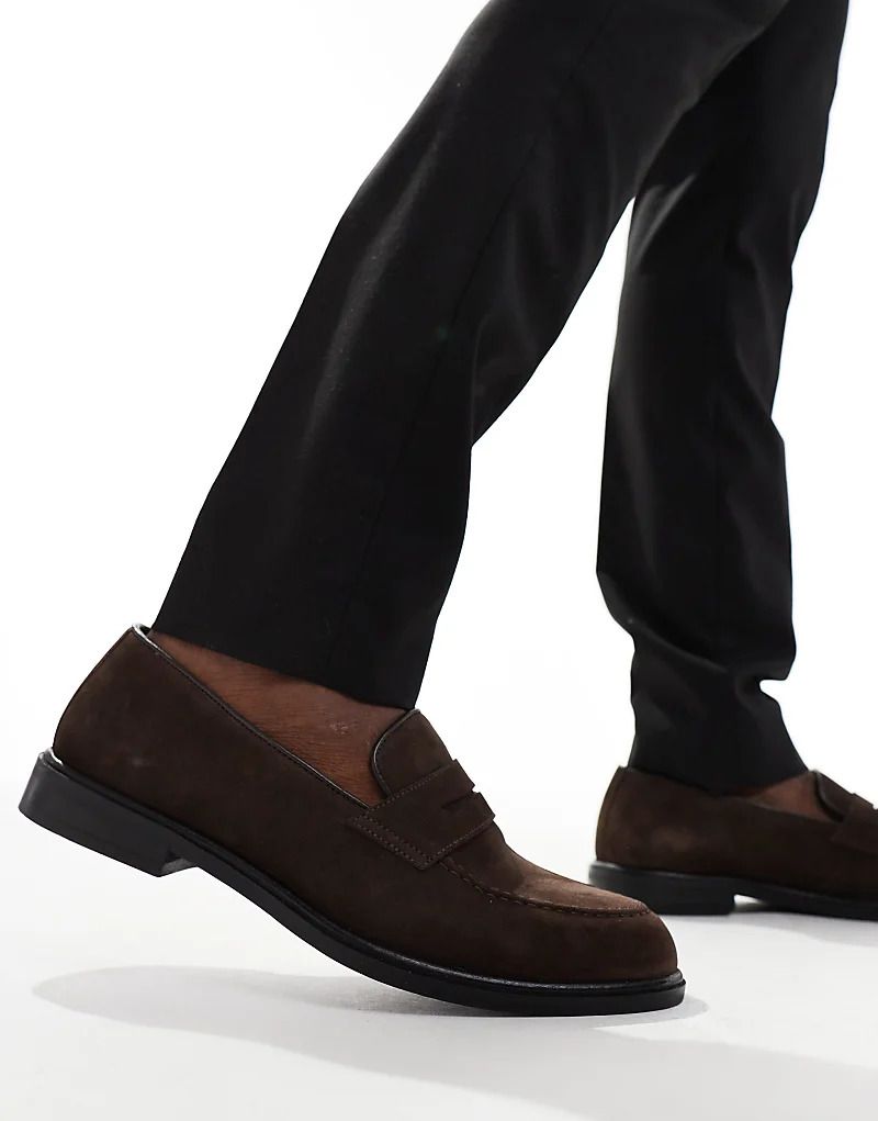 런던 로퍼 브라운 Walk London   Putney   Loafer aus Wildleder in Braun mit Steg-Detail 206408730BRAUN