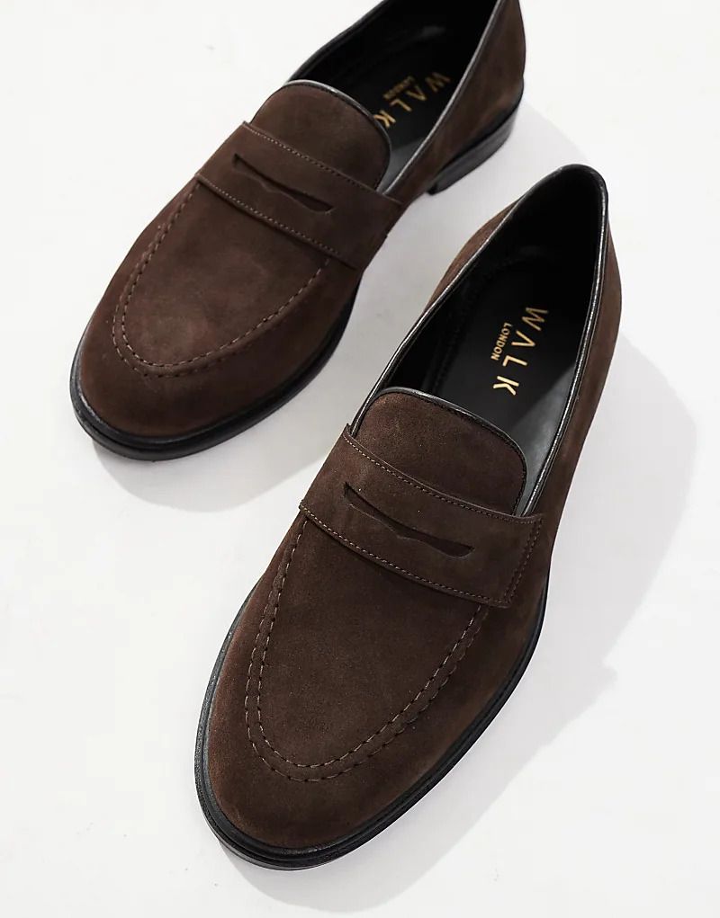 런던 로퍼 브라운 Walk London   Putney   Loafer aus Wildleder in Braun mit Steg-Detail 206408730BRAUN
