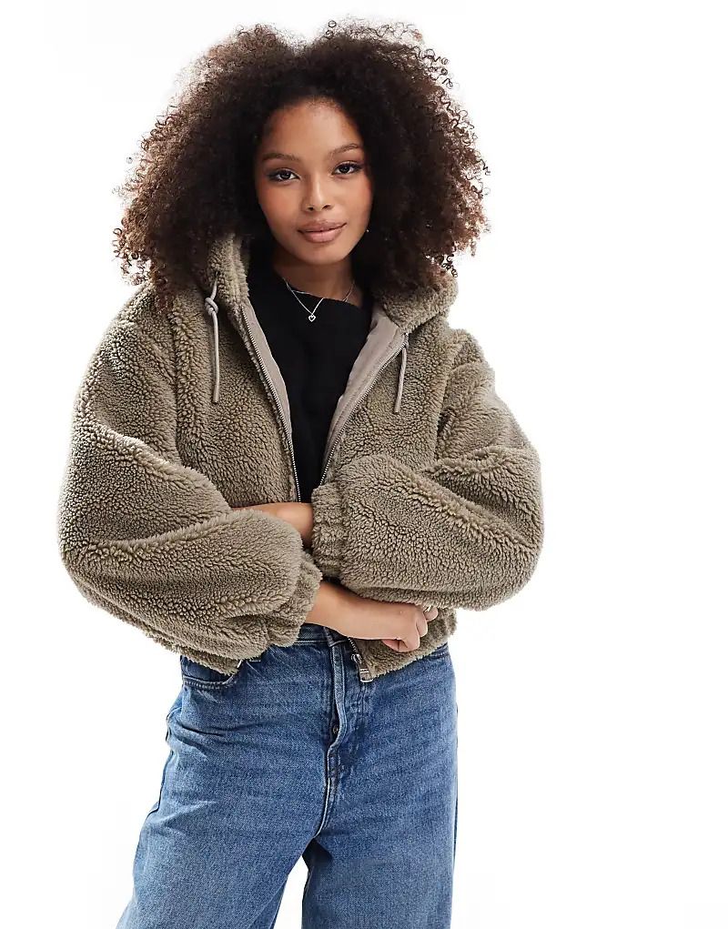 자켓 후드 Jacke aus Lammfellimitat in Sand mit Kapuze 207228906Sand
