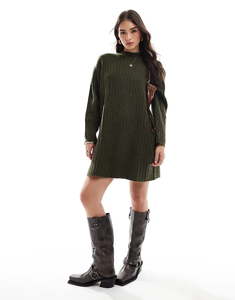 카키 & Minikleid in Khaki mit Rundhalsausschnitt und breiten Bundchen 205992663Khaki