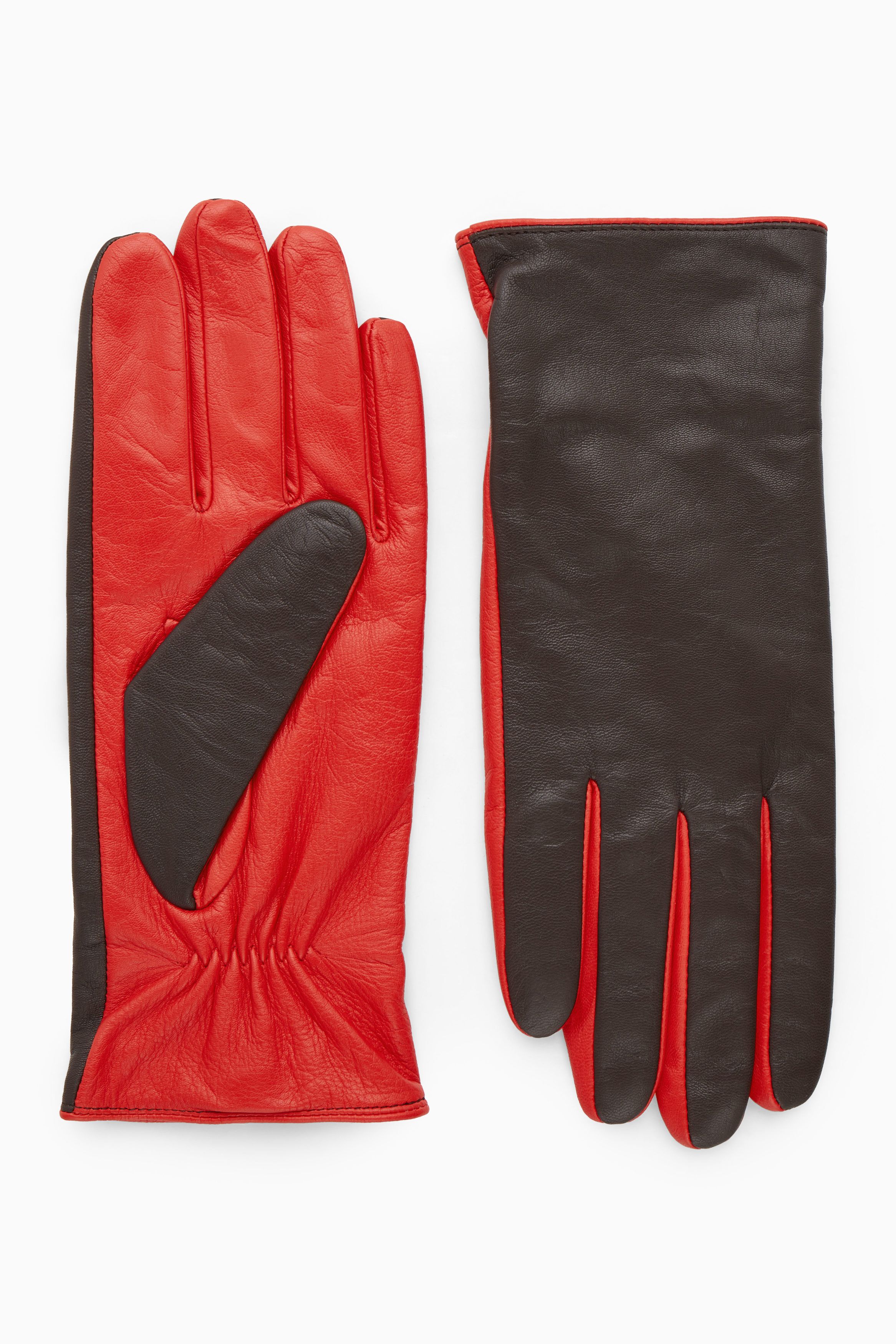 캐시미어 컬러배색 가죽 장갑 CASHMERE-LINED COLOUR-BLOCK LEATHER GLOVES 1195063001