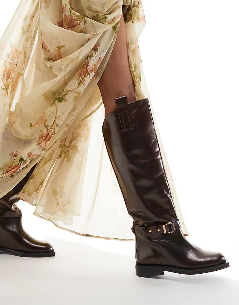 에디션  프리미엄 브라운 ASOS EDITION   Premium   Overknee-Reiterstiefel aus Leder in Braun 206976497BRAUNES LEDER