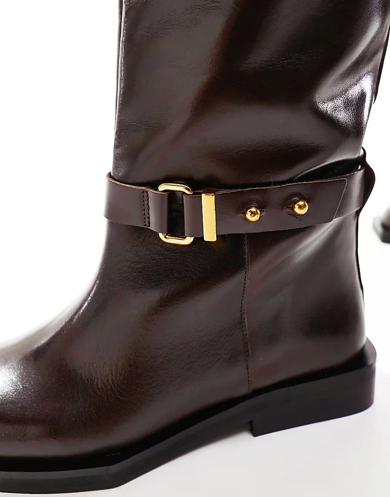 에디션  프리미엄 브라운 ASOS EDITION   Premium   Overknee-Reiterstiefel aus Leder in Braun 206976497BRAUNES LEDER
