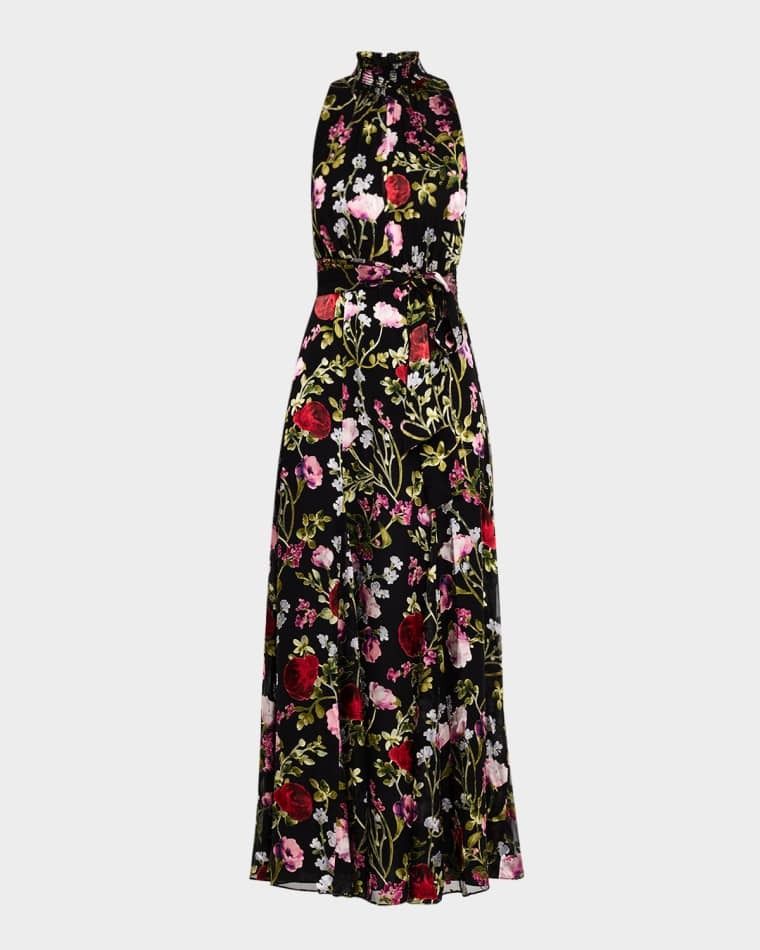 맥시 드레스 Dita Smocked-Neck Godet Burnout Maxi Dress prod275830131FLORAL DREAMS