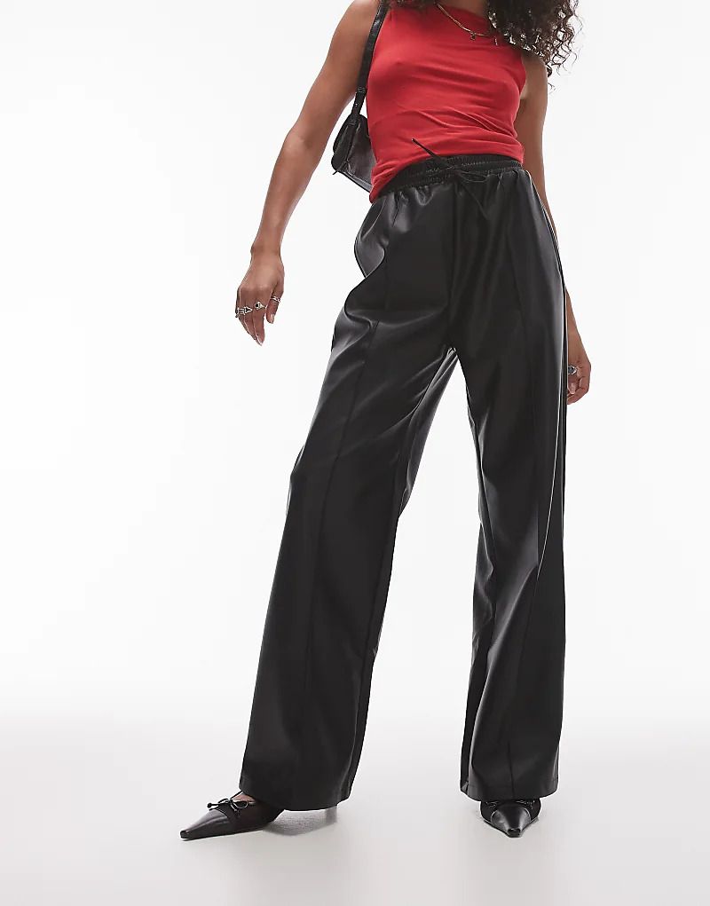 블랙 Jogginghose aus Kunstleder in Schwarz 206277715Schwarz