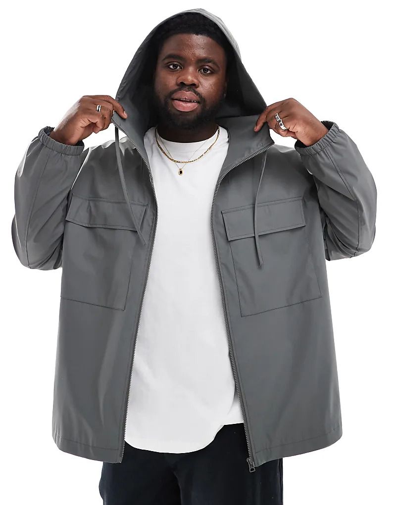레인 자켓 Gummierte Regenjacke in Anthrazit mit Brusttaschen 206763185ANTHRAZIT