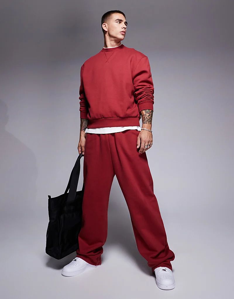 레드 Hochwertige, schwere Jogginghose in Rot mit weitem Schnitt, 400 g/m² 206831287Ziegelrot