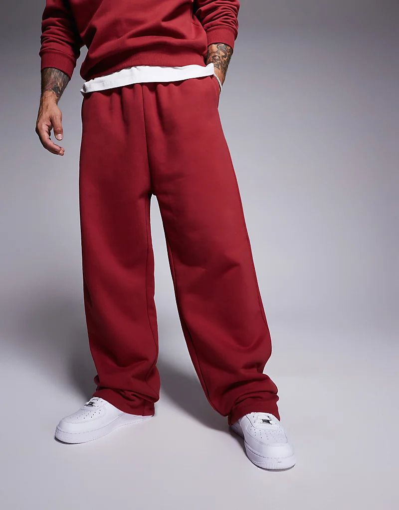 레드 Hochwertige, schwere Jogginghose in Rot mit weitem Schnitt, 400 g/m² 206831287Ziegelrot