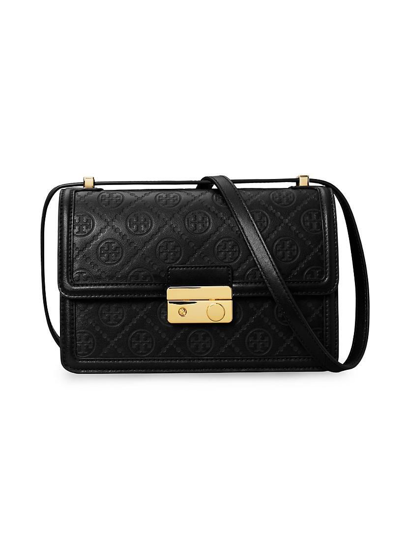 모노그램 가죽 숄더 가방 T Monogram Debossed Leather Shoulder Bag 0400021771479 BLACK