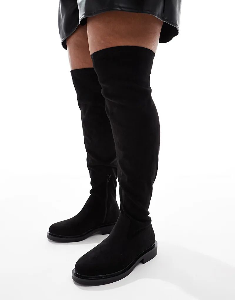 블랙 Curve   Kaylee   Flache, elegante Overknee-Stiefel in Schwarz 206573681SCHWARZ