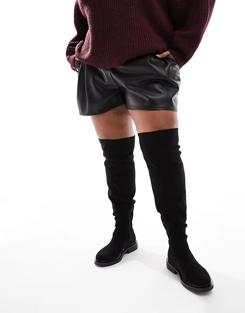 블랙 Curve   Kaylee   Flache, elegante Overknee-Stiefel in Schwarz 206573681SCHWARZ