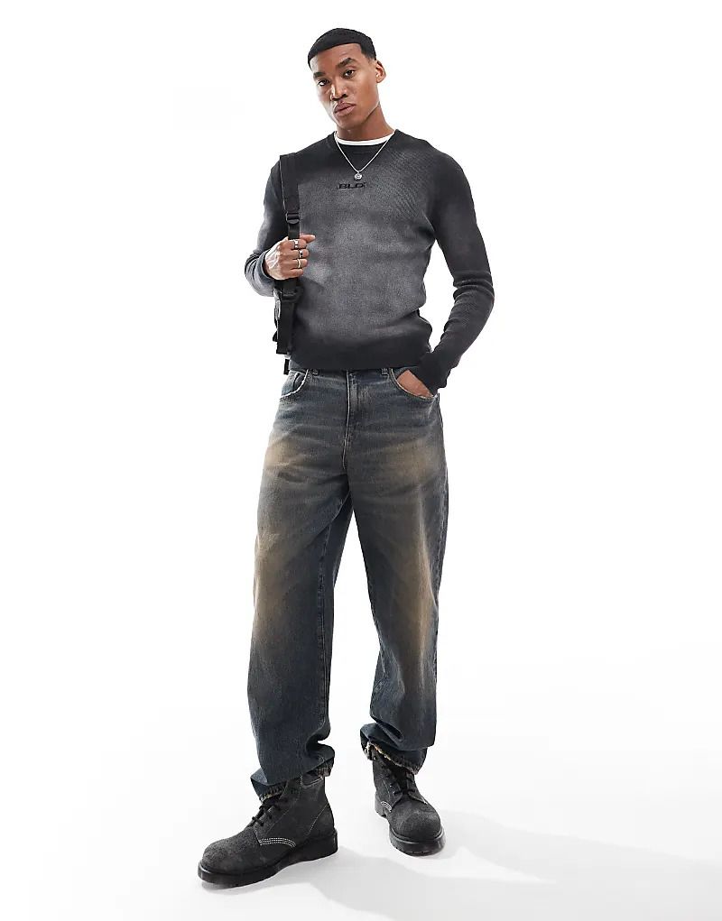 스웨터 블랙 Strickpullover in verblasstem Schwarz 207340327SCHWARZ