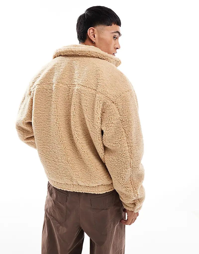 테디 퍼 Trucker-Jacke aus Teddyfell in Sand 207450340Sand