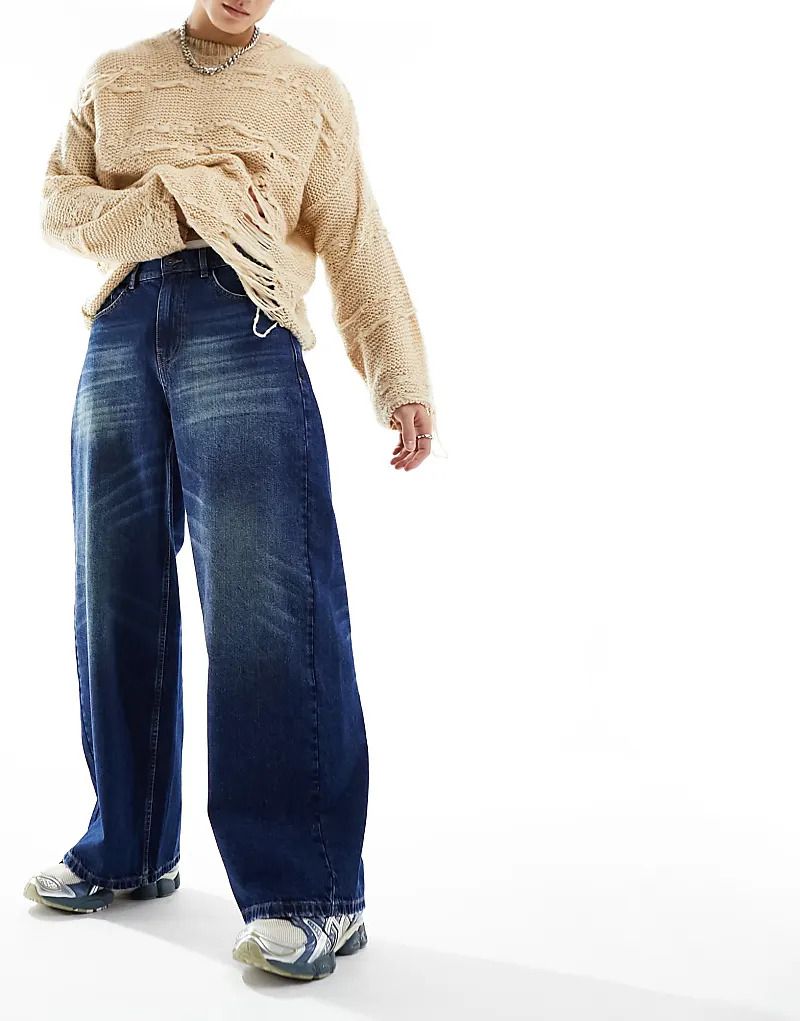 데님 COLLUSION   X003   Weit geschnittene Jeans in dunkler Waschung 205530899Mittelblau