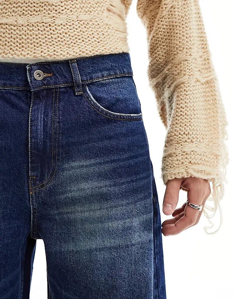 데님 COLLUSION   X003   Weit geschnittene Jeans in dunkler Waschung 205530899Mittelblau