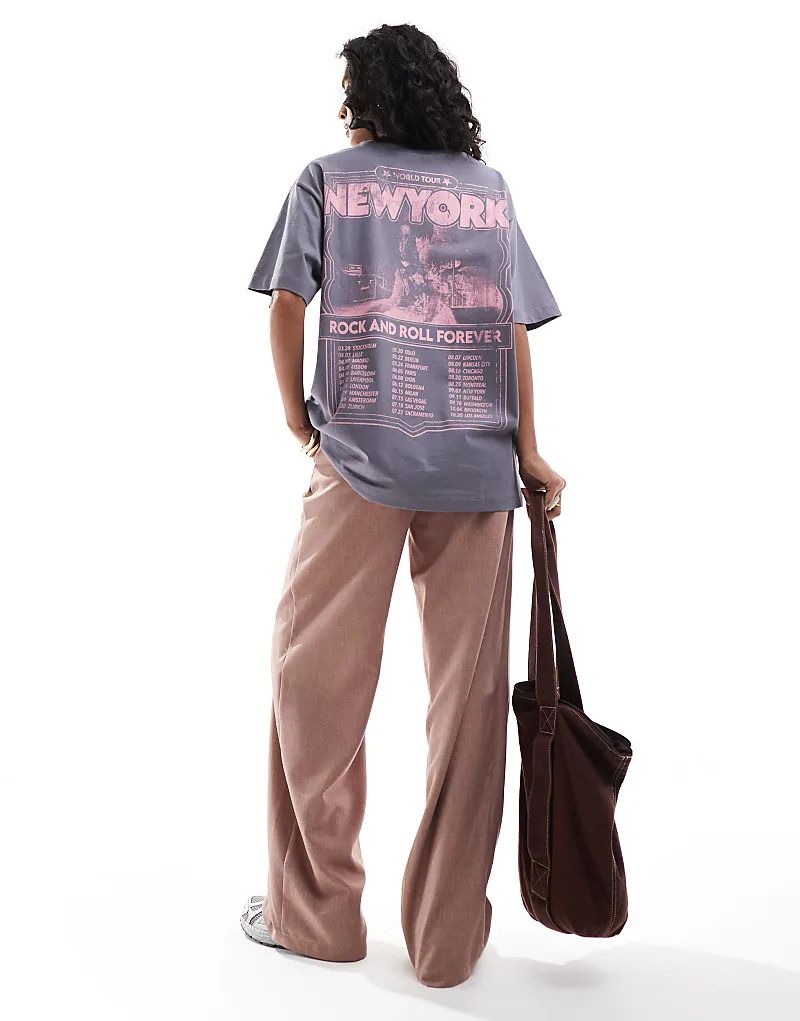 그레이 Oversize-T-Shirt in Grau mit „New York“-Grafikprint 207529443GRAU