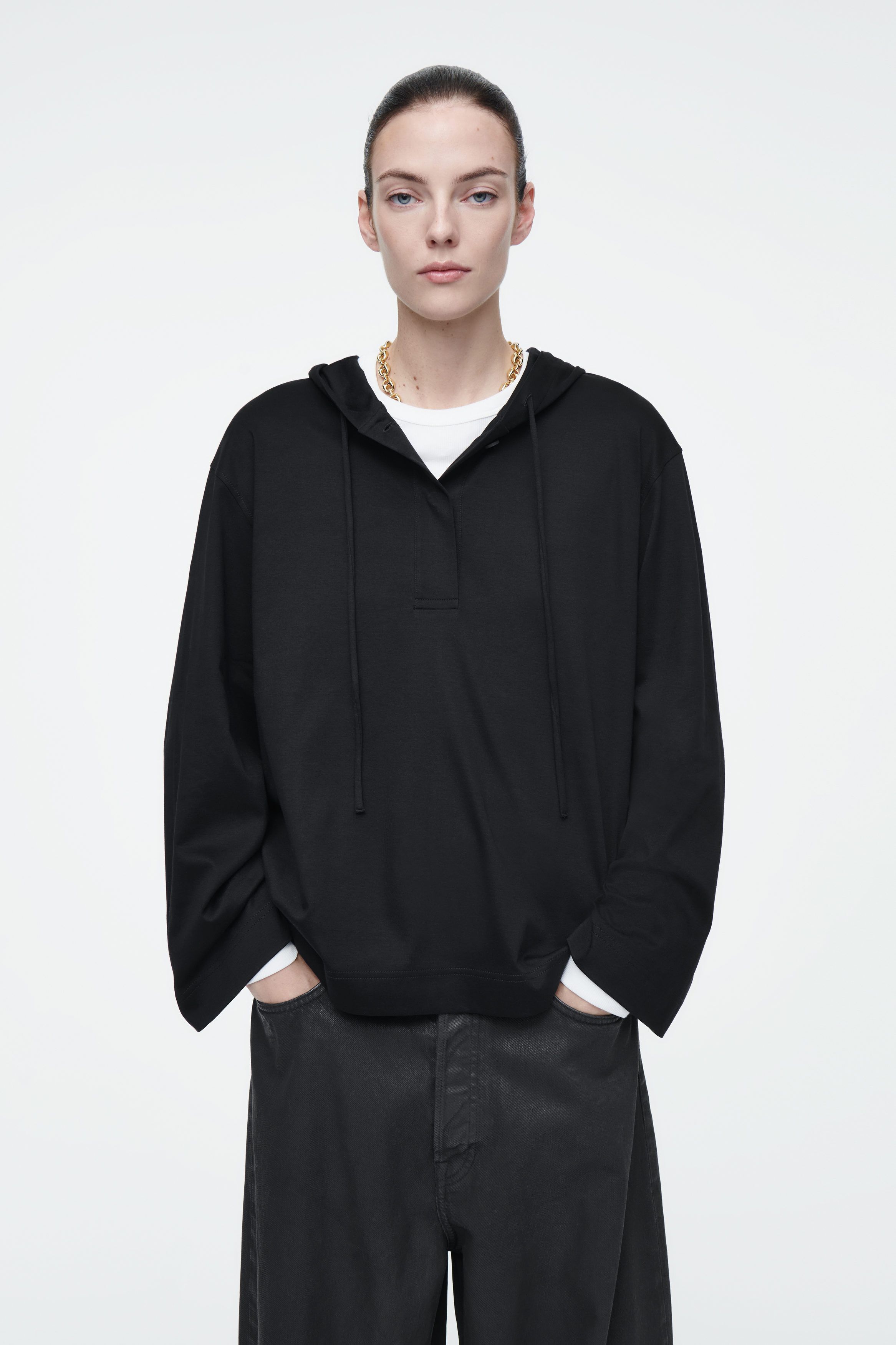 버튼 경량 저지 후디 BUTTONED LIGHTWEIGHT JERSEY HOODIE 1252327001
